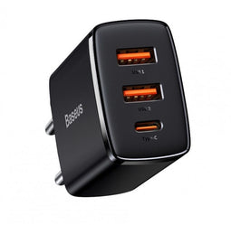 Baseus Compact - Oplader - 3 poorten 30W PD3.0 QC3.0 - Zwart