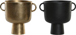 Vaas DKD Home Decor 32 x 23 x 27 cm Zwart Gouden Aluminium Modern (2 Stuks)