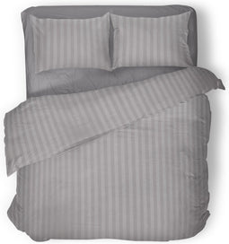 Dekbedovertrek satijn streep - silver grey - Dekbedovertrek 240x200/220cm - Lits Jumeaux - 100% katoen satijn