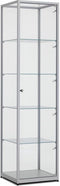 Vitrinekast 184x80x40cm haaks aluminium profiel met glazen top en zijverlichting