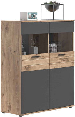 Furnilux Mason - Vitrinekast - Deels open - Eiken - 37x110x122cm