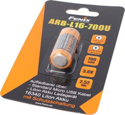 CR123 Een Li-ionbatterij met geïntegreerde USB-oplaadfunctie 3,7 volt met 700 mAh en AccuCell-batterijbox (geen extra oplader vereist)