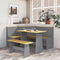 vidaXL - Eettafel - met - bankje - REINE - massief - grenenhout - honingbruin&grijs