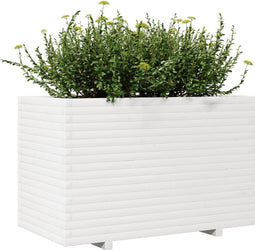 vidaXL - Plantenbak - 110x60x72 - cm - massief - grenenhout - wit