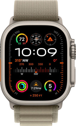 Apple Watch Ultra 2 - GPS + Cellular - 49mm - Titanium Case met Olive Alpine Loop