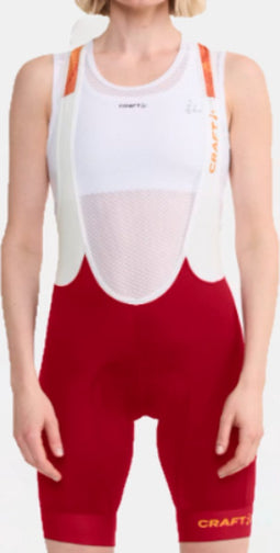 Craft fietsbroek ADV Endur Bib voor dames, rood - Maat L -