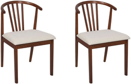 CRAIG - Eetkamerstoel set van 2 - Lichtbeige - Donker Hout