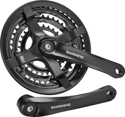 Crankstel 6/7/8 speed Shimano FC-TY501 170mm 48x38x28T met kettingscherm - zwart