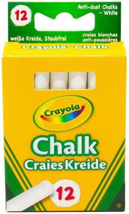 Crayola - Hobbypakket - 12 Stuks Wit Bordkrijt - Anti-Stof Formule