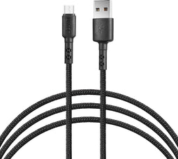 UNIQ Accessory Micro USB Cable 100cm snellader dataoverdracht Nylon - Zwart