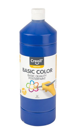 Creall - Plakkaatverf basic 11 donkerblauw 1000ml | Fles a 1000 milliliter | 6 stuks
