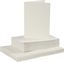 Creativ Company Kaarten En Enveloppen, 10,5x15 cm, 11,5x16,5 cm, Off-white, 50 Set, 1 Doos