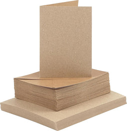 Creativ Company Kaarten En Enveloppen, 10,5x15 cm, 11,5x16,5 cm, Naturel, 50 Set, 1 Doos