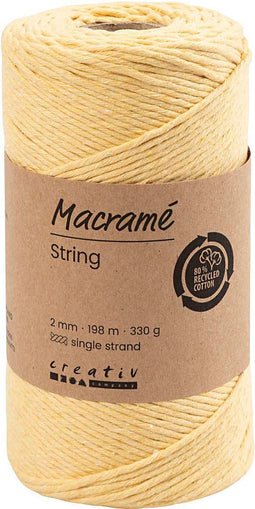 Creativ Company Macramé Koord 2 mm 198 m Lichtgeel