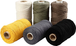 Creativ Company Macramé Koord, 2 mm, Diverse Kleuren, 330 gr, 6 Rol
