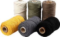 Creativ Company Macramé Koord, 4 mm, Diverse Kleuren, 330 gr, 6 Rol