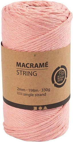 Creativ Company Macrame Koord Roze, 198m