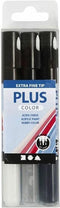 Creativ Company Plus Color Plus Color Marker Set 0,7 mm Zwart Grijs Wit 3 stuks