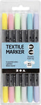 Creativ Company Textielstiften, lijn 2,3+3,6 mm, pastelkleuren, 6st/ 1 pak