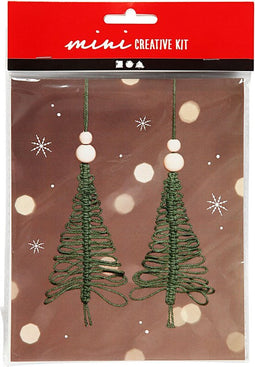 Creative mini kit Kerstbomen Macramé - hoogte 11 cm