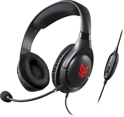 Creative SB Blaze - Gaming Headset voor PC met 40 mm FullSpectrum Neodymium-drivers, 2 x 3,5 mm jack aansluitingen: hoofdtelefoon + microfoon, afneembare ruisonderdrukkende microfoon met flexibele microfoonarm en inline afstandsbediening (zwart)