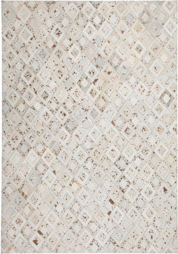 Creme Grijs vloerkleed - 160x230 cm - A-symmetrisch patroon Geruit - Modern