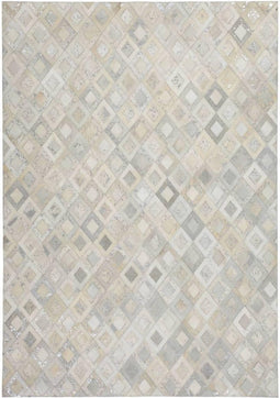 Creme Grijs vloerkleed - 80x150 cm - A-symmetrisch patroon Geruit - Modern