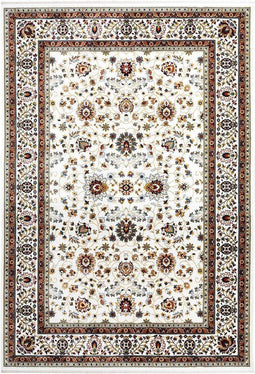 Creme vloerkleed - 140x200 cm - Gebloemd A-symmetrisch patroon - Landelijk
