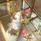 Creolen met 3 beige en gouden kristallen