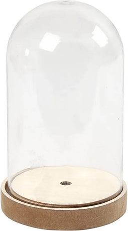 Creotime decoratie stolp - kunststof - houten bruin plateau - D11 x H18 cm