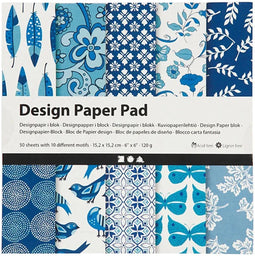Creotime Designpapier Blok Blauw 15,2 Cm 50 Vellen