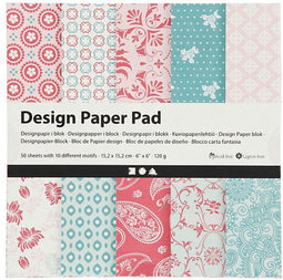 Creotime Designpapier Blok Blauw/roze 15,2 Cm 50 Vellen