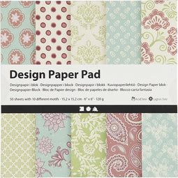 Creotime Designpapier Blok Groen/paars 15,2 Cm 50 Vellen