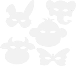 Creotime Dierenmaskers Wit H: 13-24 Cm B: 20-28 Cm 16 Stuks