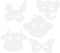 Creotime Dierenmaskers Wit H: 13-24 Cm B: 20-28 Cm 16 Stuks