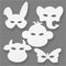 Creotime Dierenmaskers Wit H: 13-24 Cm B: 20-28 Cm 16 Stuks