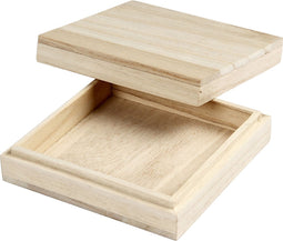 Creotime Doos Met Deksel Hout 10 X 10 Cm Blank Per Stuk