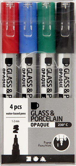Creotime Glas- en Porseleinstift Dekkend Set Basis 4 stuks