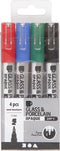 Creotime Glas- en Porseleinstift Dekkend Set Basis 4 stuks