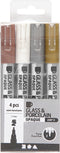 Creotime Glas- en Porseleinstift Dekkend Set Metallic 4 stuks