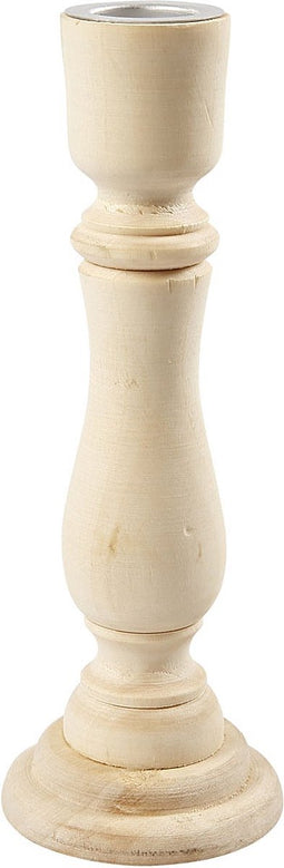 Creotime Houten Kandelaar 16,5 Cm Populier Blank Per Stuk