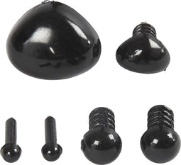 Creotime Ogen en neuzen d: 3+6 mm afm 8x6+14x11 mm zwart 20sets