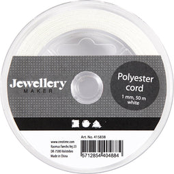 Creotime - Polyester koord - Hobbykoord - Sieraden Maken - Wit - Dikte 1mm - 50 mtr - 1 rol