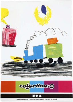 Creotime Tekenblok, A4 21x30 cm, wit, 50 vellen
