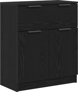 vidaXL - Zwarte - Eikenhouten - Dressoir - 60x30x70 - cm - Bewerkt - Hout