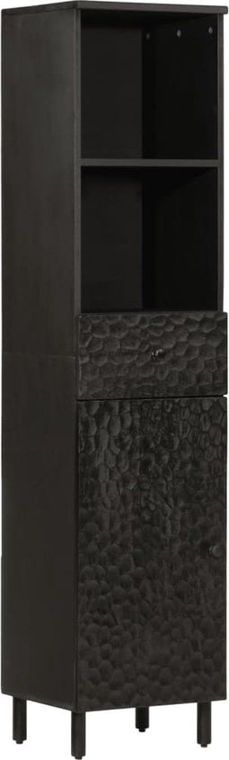vidaXL - Badkamerkast - 38x33x160 - cm - massief - mangohout - zwart