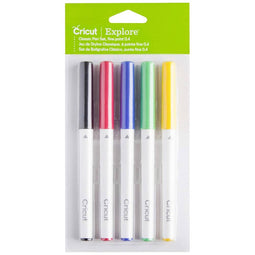 Cricut Explore/Maker Fine Point 5-Pack Classics Stiftset Zwart, Rood, Blauw, Groen, Geel