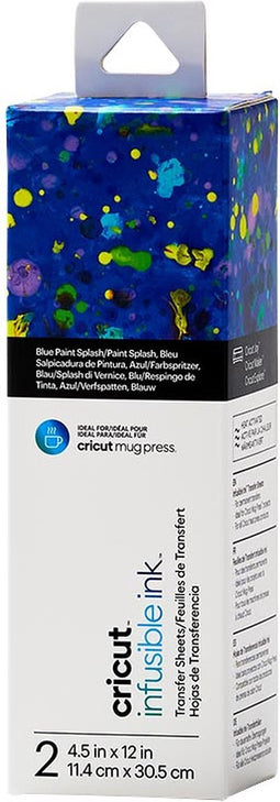 Cricut Infusible Ink Transfervellen – Blue Paint Splash (2 vellen), ideaal voor de Mug Press