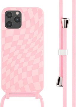iMoshion Hoesje Geschikt voor iPhone 12 Pro / 12 Hoesje Met Koord - iMoshion Siliconen design hoesje met koord - Roze / Retro Pink
