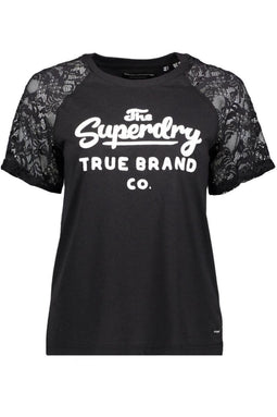 Superdry Summer Lace Raglan - Dames T-shirt - Kanten mouwen - Maat XS